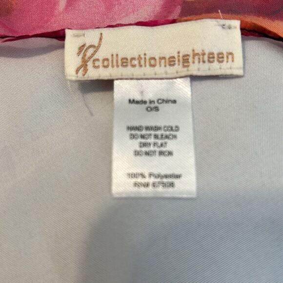 Collectioneighteen black w/pink flowers sheer scarf wrap Approx 73” long EUC - Picture 3 of 4